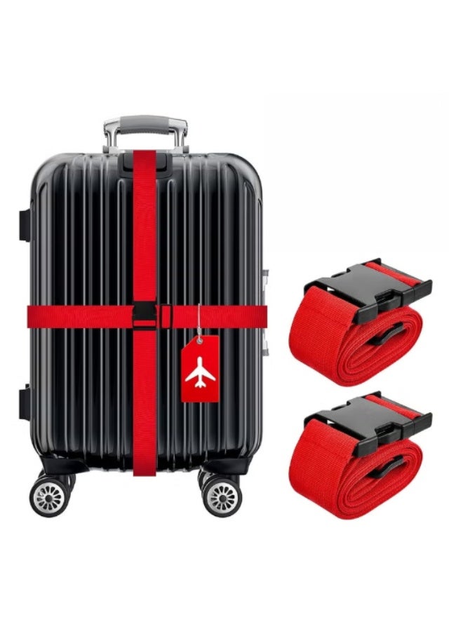 Adjustable Luggage Straps 2 Pack – Secure Travel Luggage Belt (Red) - Image 3